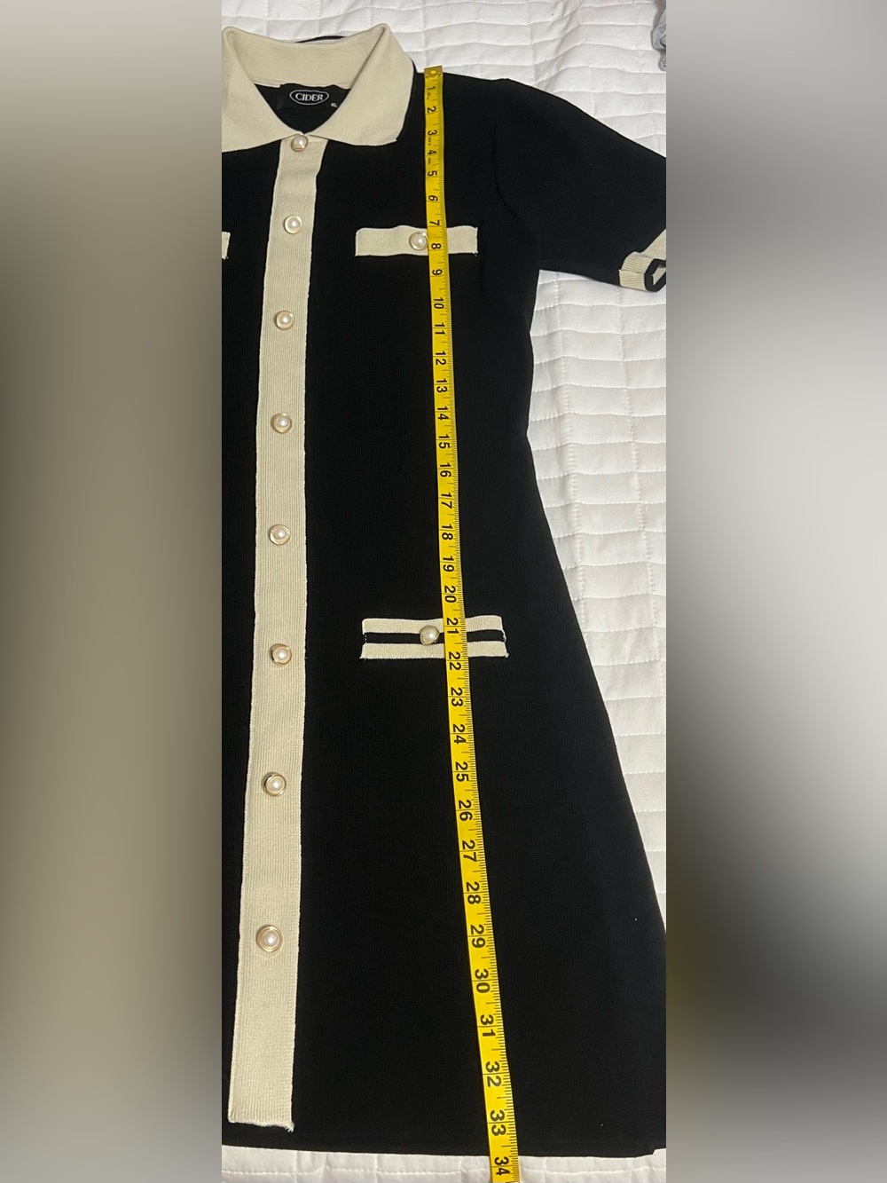 Cider Black & Cream Polo Knit Mini Dress Size XL - Picture 5 of 7